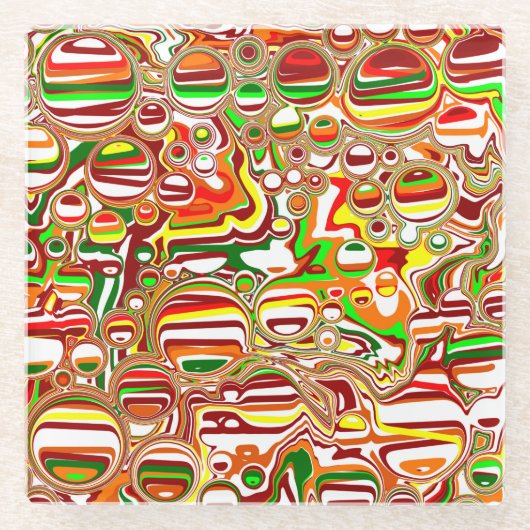 レトロバブルDigital Art ガラスコースター (正面)