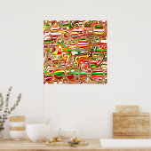 レトロバブルDigital Art ポスター (キッチン)