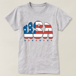レトロバブルUSAタイポグラフィ Tシャツ