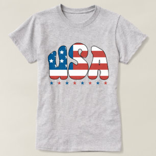 レトロバブルUSAタイポグラフィ Tシャツ