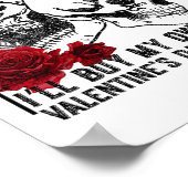 レトロバラは赤い私の魂は黒スケルトンアンチ ポスター (角)