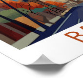 レトロバルセロナヴィンテージトラベルイラストレーション ポスター (角)