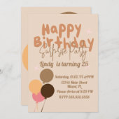 レトロバルーンハッピーバースデー驚きパーティー 招待状 (正面/裏面)