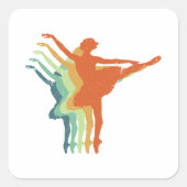 レトロバレリーナダンサーウォメンズバレエ愛好家ギフト スクエアシール (正面)