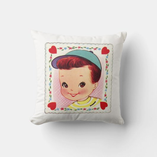 レトロバレンタインガールアンドボーイ クッション (正面)