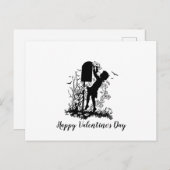 レトロバレンタインガールメールボックスシルエット ポストカード (正面/裏面)