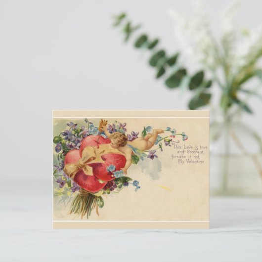 レトロバレンタインキュピッド真と絶え間ない愛 ポストカード (スタンド正面)