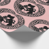 レトロバレンタインシルエットハート包装紙 ラッピングペーパー (角)