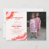 レトロバレンタインスイートハートツイン2nd誕生日 招待状 (正面)