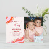 レトロバレンタインスウィートジョイントファースト誕生日 招待状 (スタンド正面)