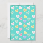 レトロバレンタインデイキャンディハートオンティール(緑がかった色) 招待状 (裏面)