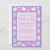 レトロバレンタインデイキャンディハートオンパープル 招待状 (正面)