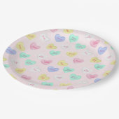 レトロバレンタインデイキャンディハートオンベビーピンク ペーパープレート (アングル)