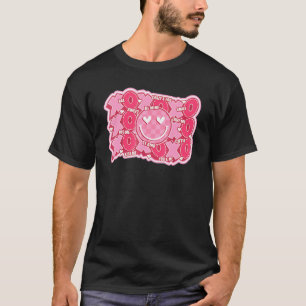 レトロバレンタインデイハグキスハッピー顔XOXO Tシャツ