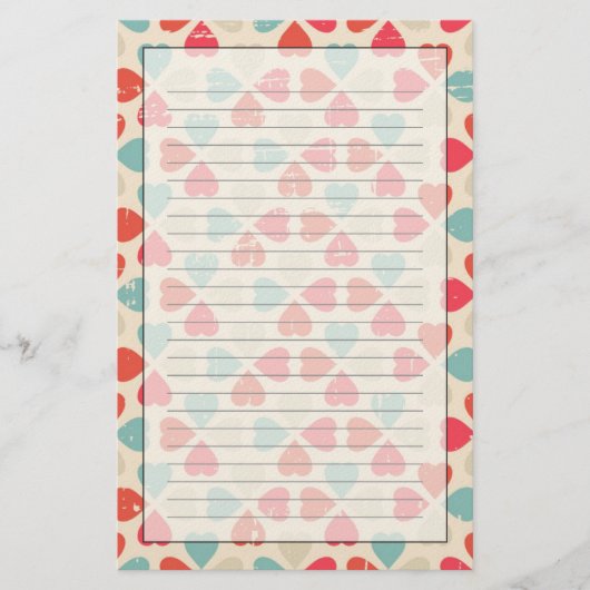 レトロバレンタインデーパターン 便箋 (正面)