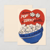 レトロバレンタインデーポップ・アートのポップコーン質問 シーズンカード (正面/裏面)