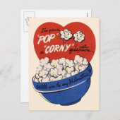 レトロバレンタインデーポップ・アートのポップコーン質問 シーズンポストカード (正面/裏面)