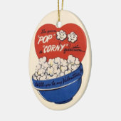 レトロバレンタインデーポップ・アートのポップコーン質問 セラミックオーナメント (左)
