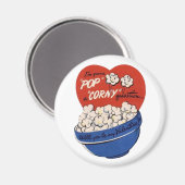 レトロバレンタインデーポップ・アートのポップコーン質問 マグネット (正面/裏面)