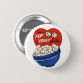 レトロバレンタインデーポップ・アートのポップコーン質問 缶バッジ (正面&裏面)
