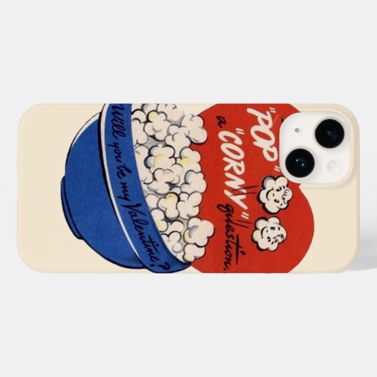 レトロバレンタインデーポップ・アートのポップコーン質問 Case-Mate iPhoneケース (裏面 (横))