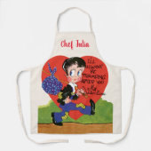 レトロバレンタインデーヴィンテージホボボーイハート エプロン (正面)