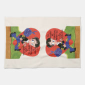 レトロバレンタインデーヴィンテージホボボーイハート キッチンタオル (横)