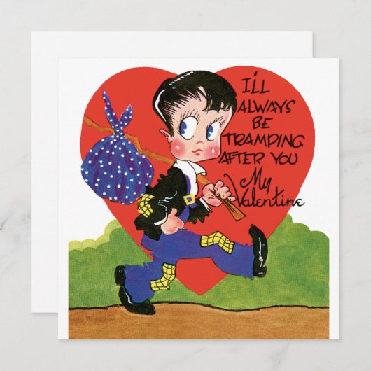 レトロバレンタインデーヴィンテージホボボーイハート シーズンカード (正面/裏面)