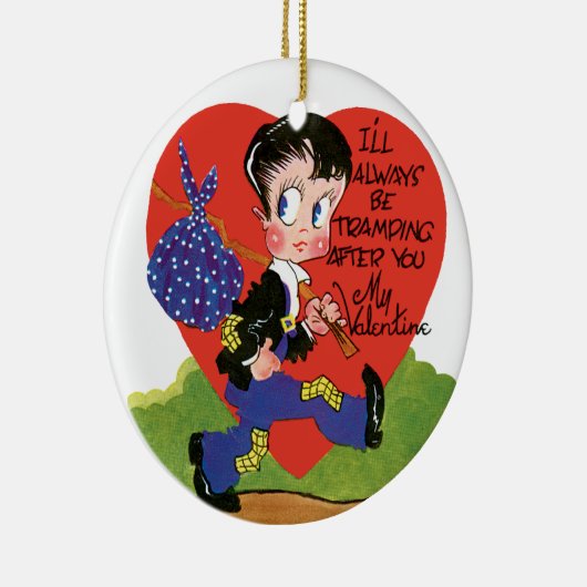 レトロバレンタインデーヴィンテージホボボーイハート セラミックオーナメント (右)