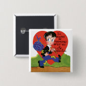 レトロバレンタインデーヴィンテージホボボーイハート 缶バッジ (正面&裏面)