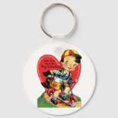 レトロバレンタインデーヴィンテージ少年オンザスクーター キーホルダー (裏面)