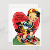 レトロバレンタインデーヴィンテージ少年オンザスクーター シーズンカード (正面/裏面)