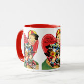 レトロバレンタインデーヴィンテージ少年オンザスクーター マグカップ (正面左)