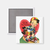 レトロバレンタインデーヴィンテージ少年オンザスクーター マグネット (正面/裏面)