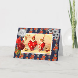 レトロバレンタインデー折りグリーティングカード カード