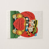 レトロバレンタインデー、ヴィンテージガールと少年の車 ジグソーパズル (横)