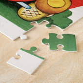 レトロバレンタインデー、ヴィンテージガールと少年の車 ジグソーパズル (側面)