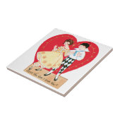 レトロバレンタインデー、ヴィンテージハーレクインとハート タイル (側面)