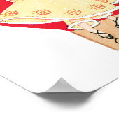 レトロバレンタインデー、ヴィンテージハーレクインとハート ポスター (角)