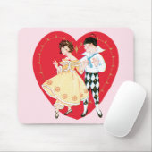 レトロバレンタインデー、ヴィンテージハーレクインとハート マウスパッド (マウス)