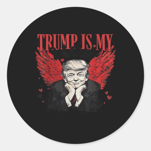 レトロバレンタイントランプは私のバレンタインデンおもしろいトランプ ラウンドシール (正面)