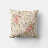 レトロバレンタインハートとバラパターン クッション (正面)