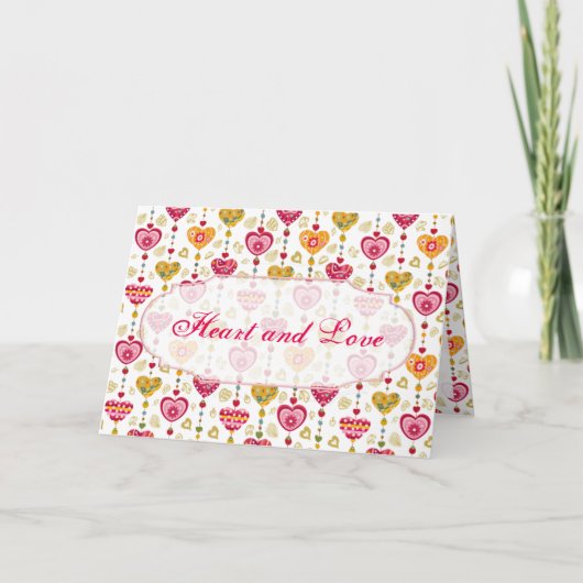 レトロバレンタインハートグリーティングカード シーズンカード (正面)