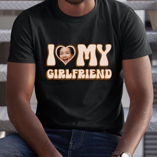 レトロバレンタインハート写真I Love My Girl Tシャツ