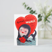 レトロバレンタインホエールホリデーかわいいハガキ シーズンポストカード (スタンド正面)