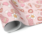 レトロバレンタインラッピング紙 ラッピングペーパー (ロールコーナー)