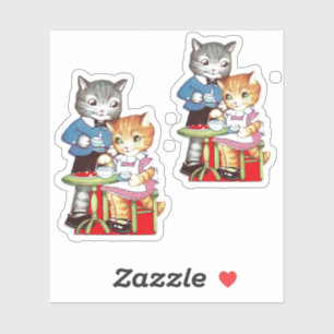 レトロバレンタイン猫ちゃん シール