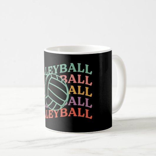 レトロバレーボールスポーツ コーヒーマグカップ (正面右)