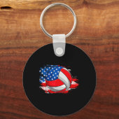 レトロバレーボール米国国旗の独立記念日 キーホルダー (正面)