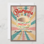 レトロバンオンザオーブバーガーBBQ共同ベビーシャワー 招待状 (正面)